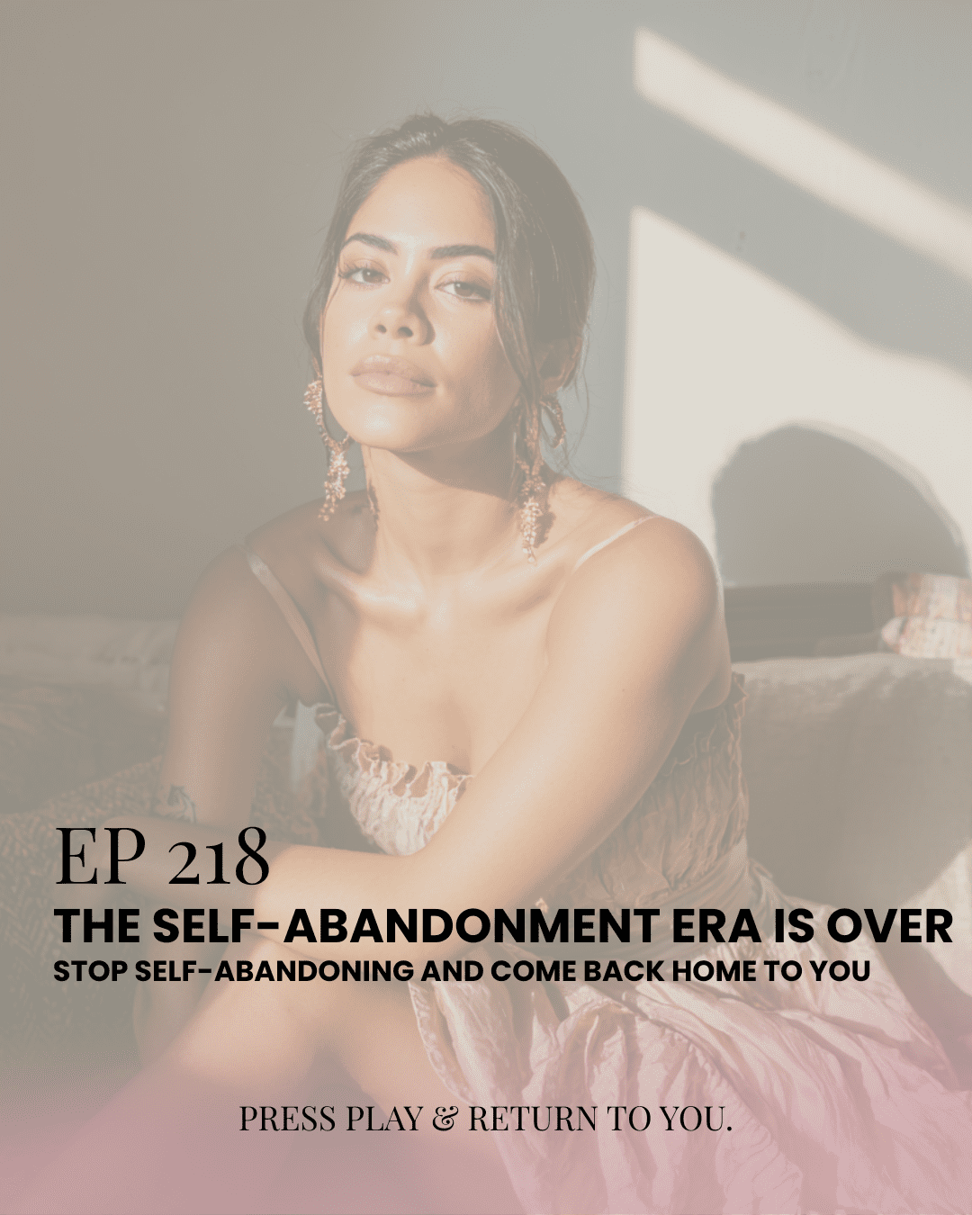 Sophisticated Latin woman embodying confidence and self-love, representing the message of returning to self from Episode 218 of the Encourage Over Everything podcast.