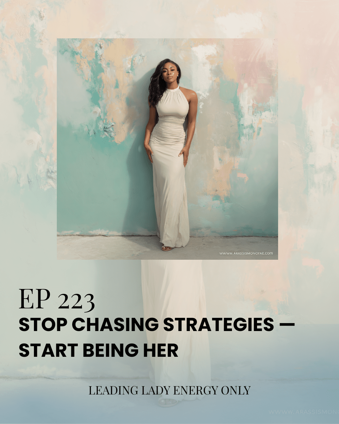 A woman standing confidently with grounded presence, symbolizing self-embodiment and the power of alignment over strategy.